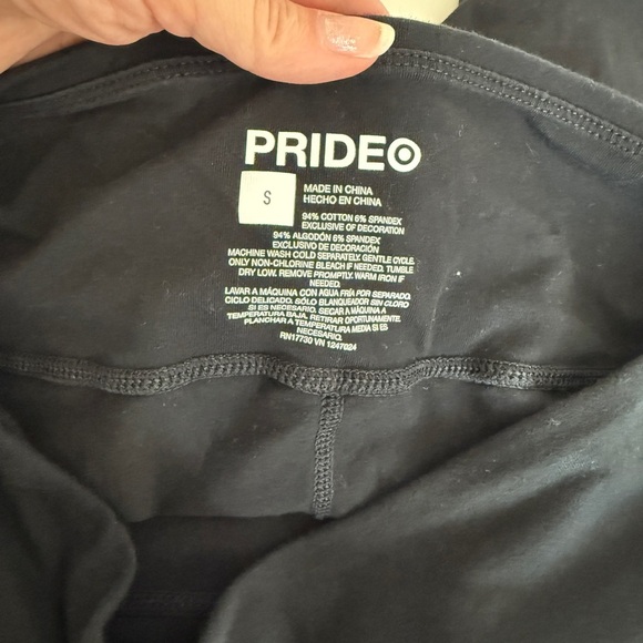 Target Pride Double Striped Rainbow Women’s Bike Shorts Black High Waisted Small - Picture 3 of 6